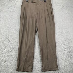 Kenneth‎ Robert 100% Wool Pants Dress Mens 34X30 Brown Pleated Straight Leg NEW